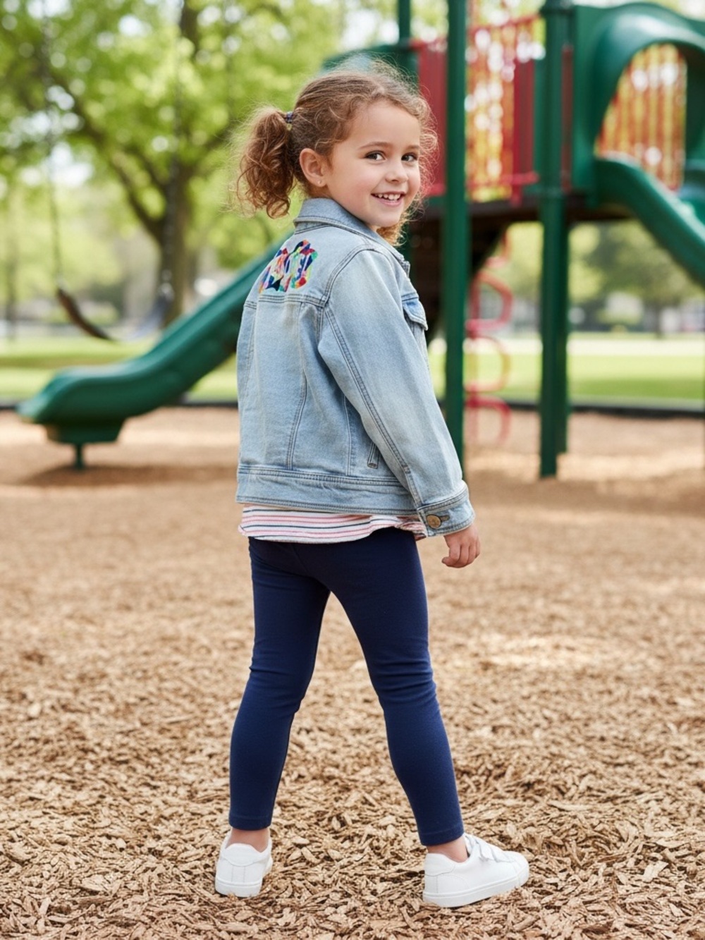 Cat & Jack | “AWESOME” embroidered cotton classic jean jacket girl’s siz…
